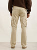 Solid Straight Fit Cargo Trouser | Beige