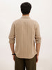 Slim Fit Textured Striped Full Sleeve Shirt | Khaki