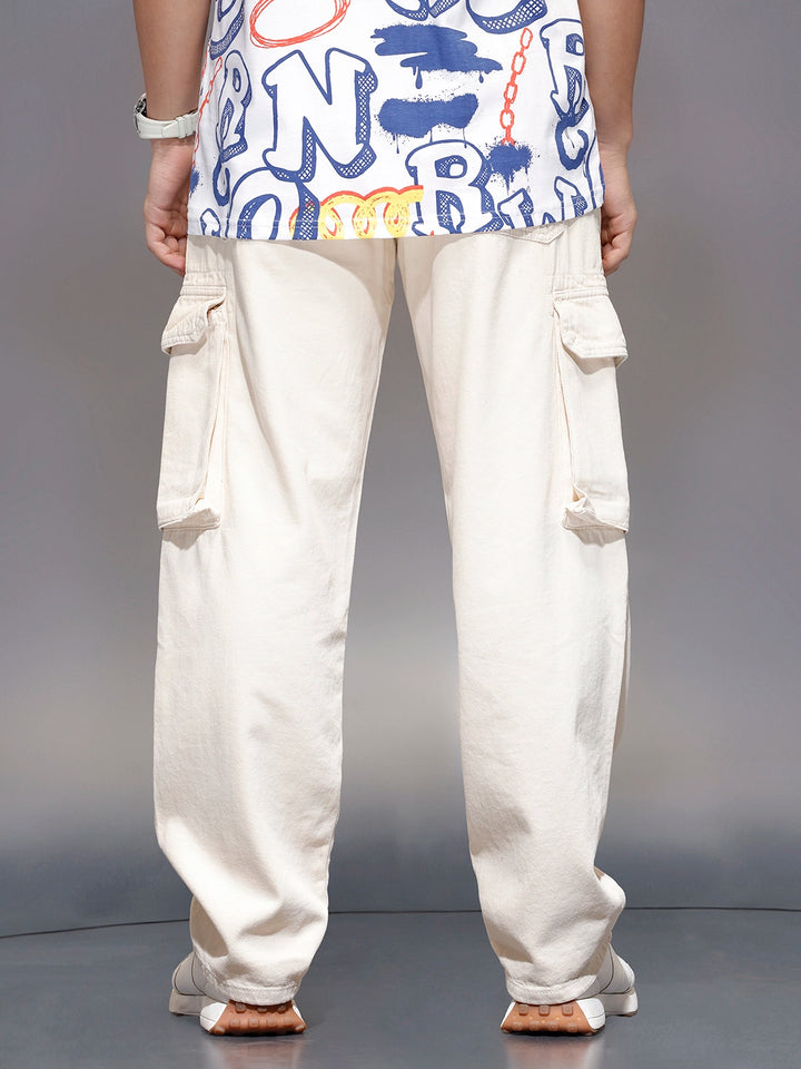 Men’s minimal loose fit cargo trousers | Khaki