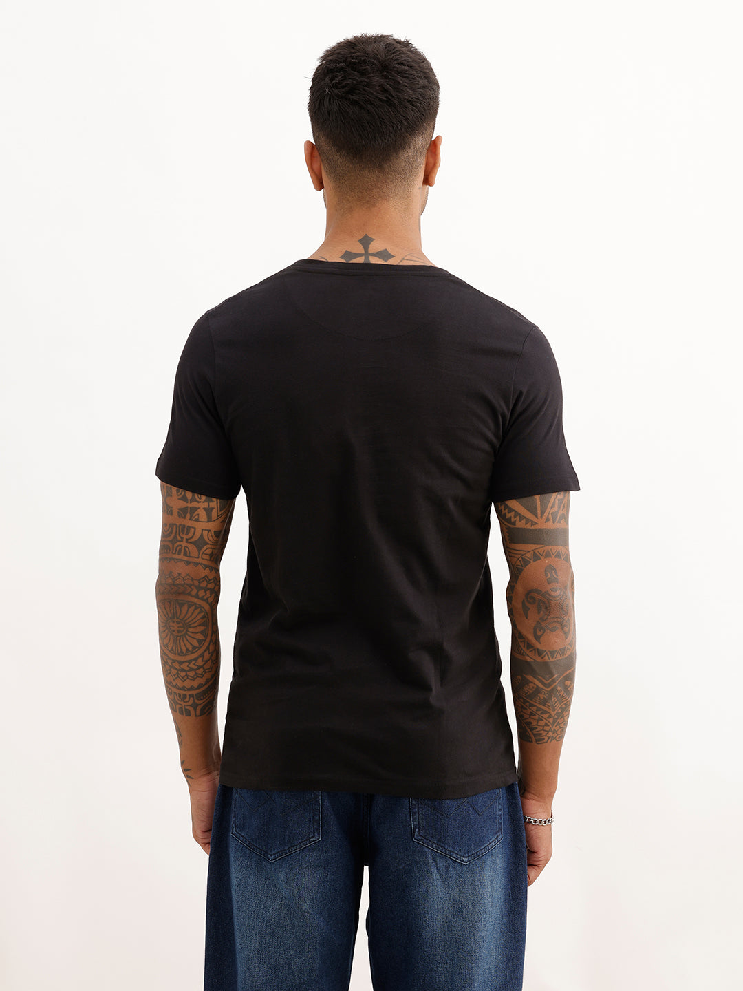 Slim Fit Placement Printed T-Shirt | Black