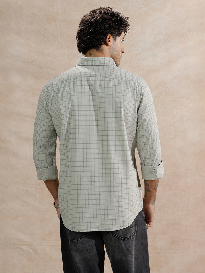 Micro Printed Checked Regular Fit Shirt | Grey