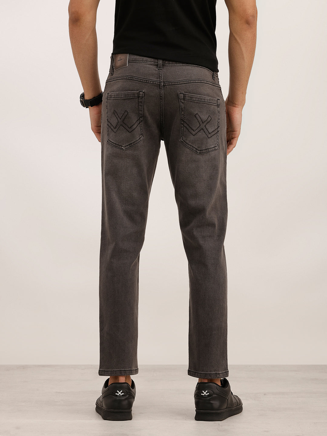 Washed Skinny Crop Denim Jeans | Dark Grey