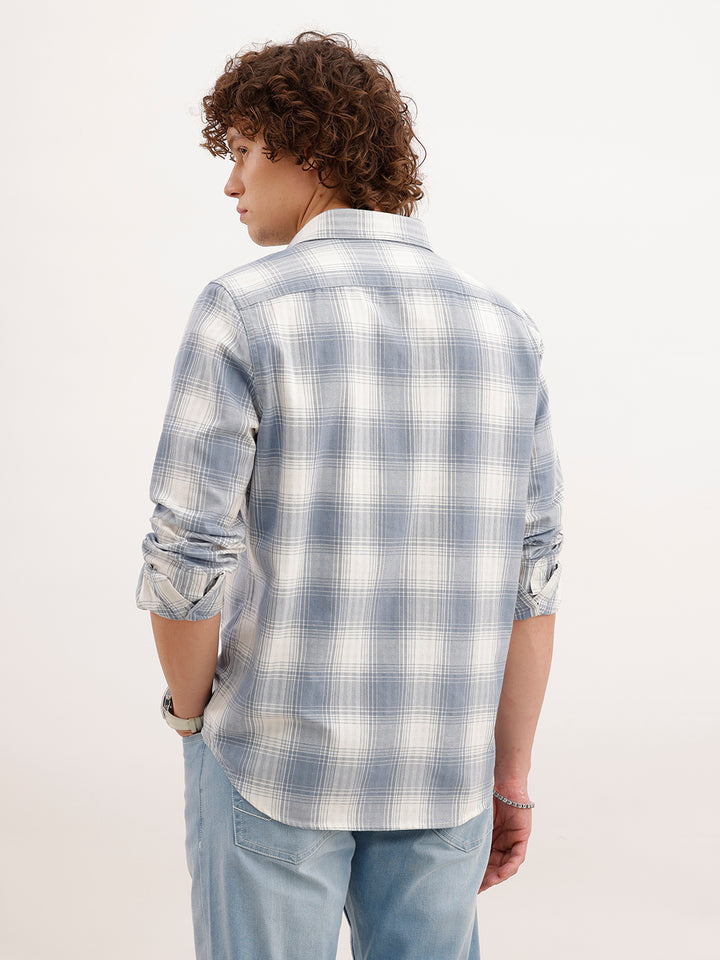 Slim Fit Checkered Shirt  | Blue