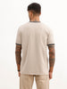 Slim Fit Textured Contrast Collar T-Shirt | Beige | WTS02HSSL1221S