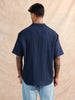 Classic Textured Short Sleeve Shirt | Navy