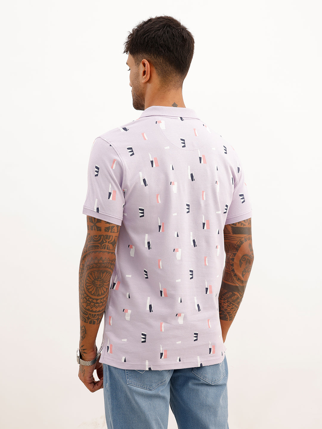 Slim Fit AOP Polo T-Shirt | Lavender