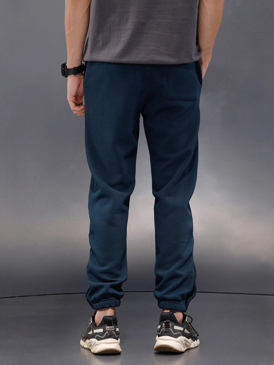 Comfort Fit Solid Branded Jogger In Premium Fabric | Blue