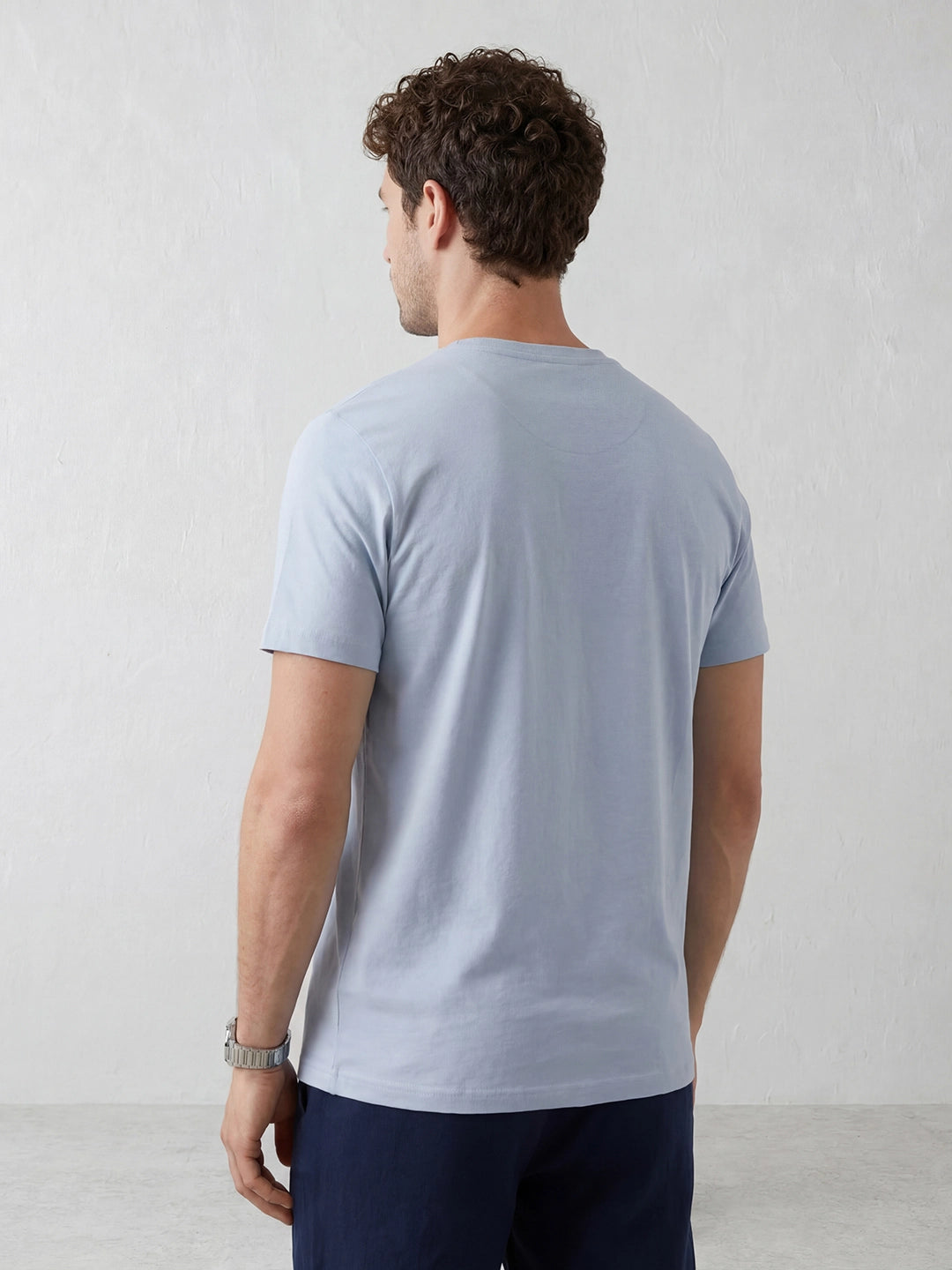 Slim Fit Placement Printed T-Shirt | Light Blue