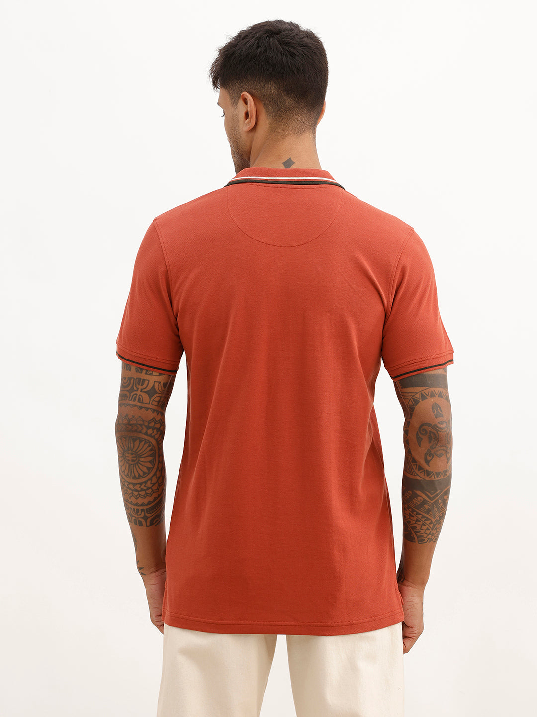 Solid Tipping Collar Polo T-Shirt | Rust | WWTS277F