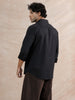 Textured Printed Checks Regular Fit Shirt | Black