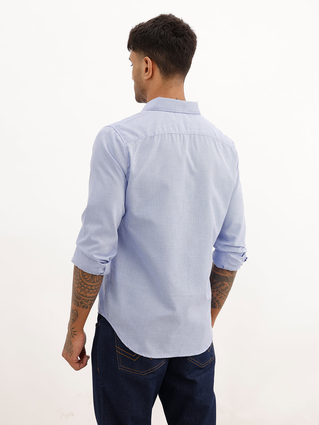 Regular Fit Checkered Full Sleeve Shirt | Blue | WWSH9200F