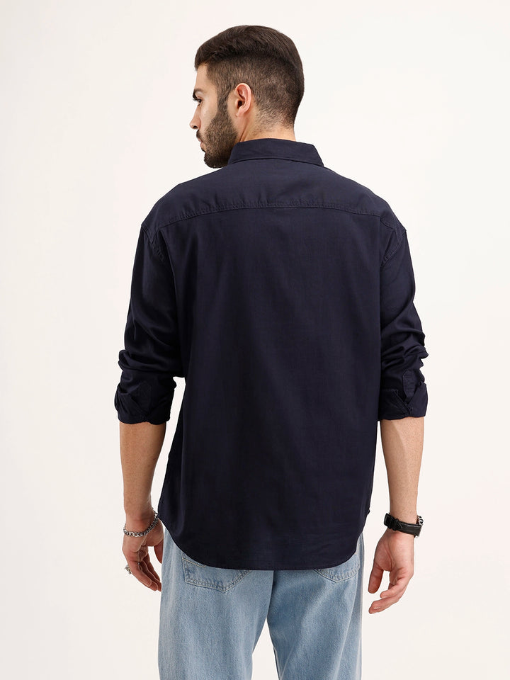 Classic Oversized Fit Shirt | Navy Blue