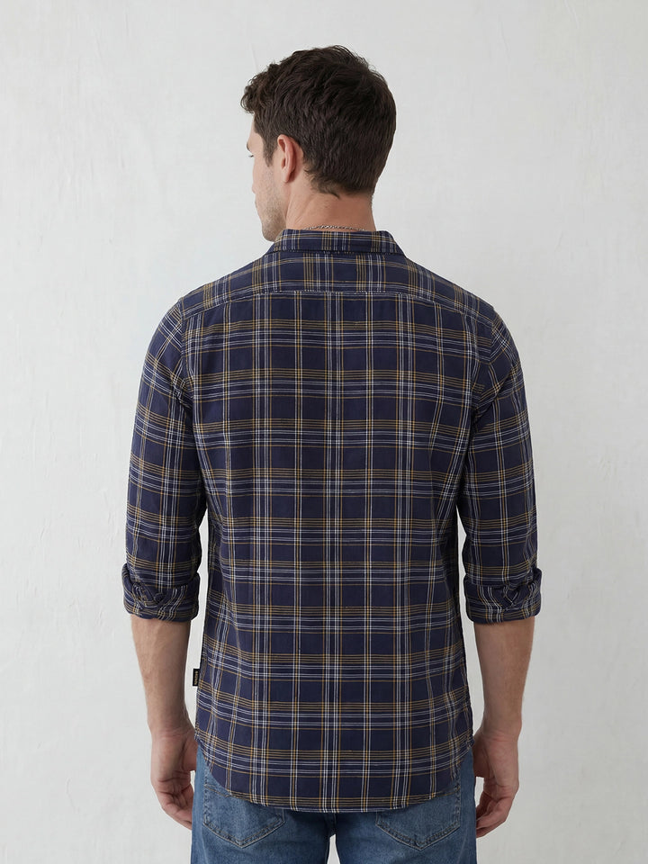 Checkered Slim Fit Full Sleeve Shirt | Blue
