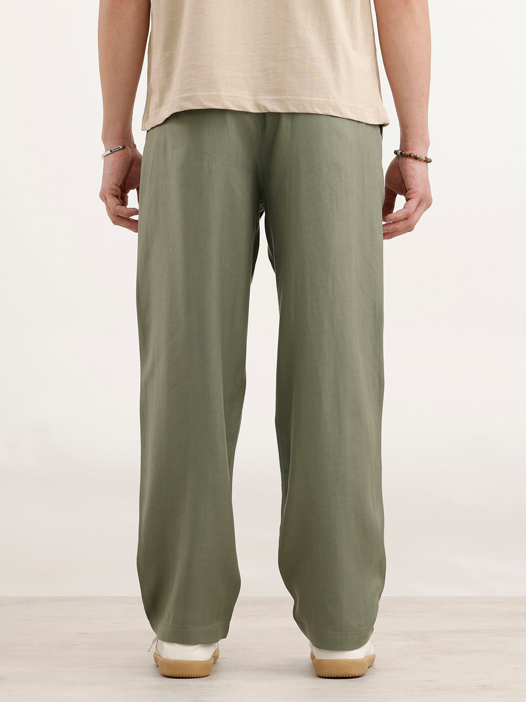 Loose Fit Linen Blend Trouser  | Green