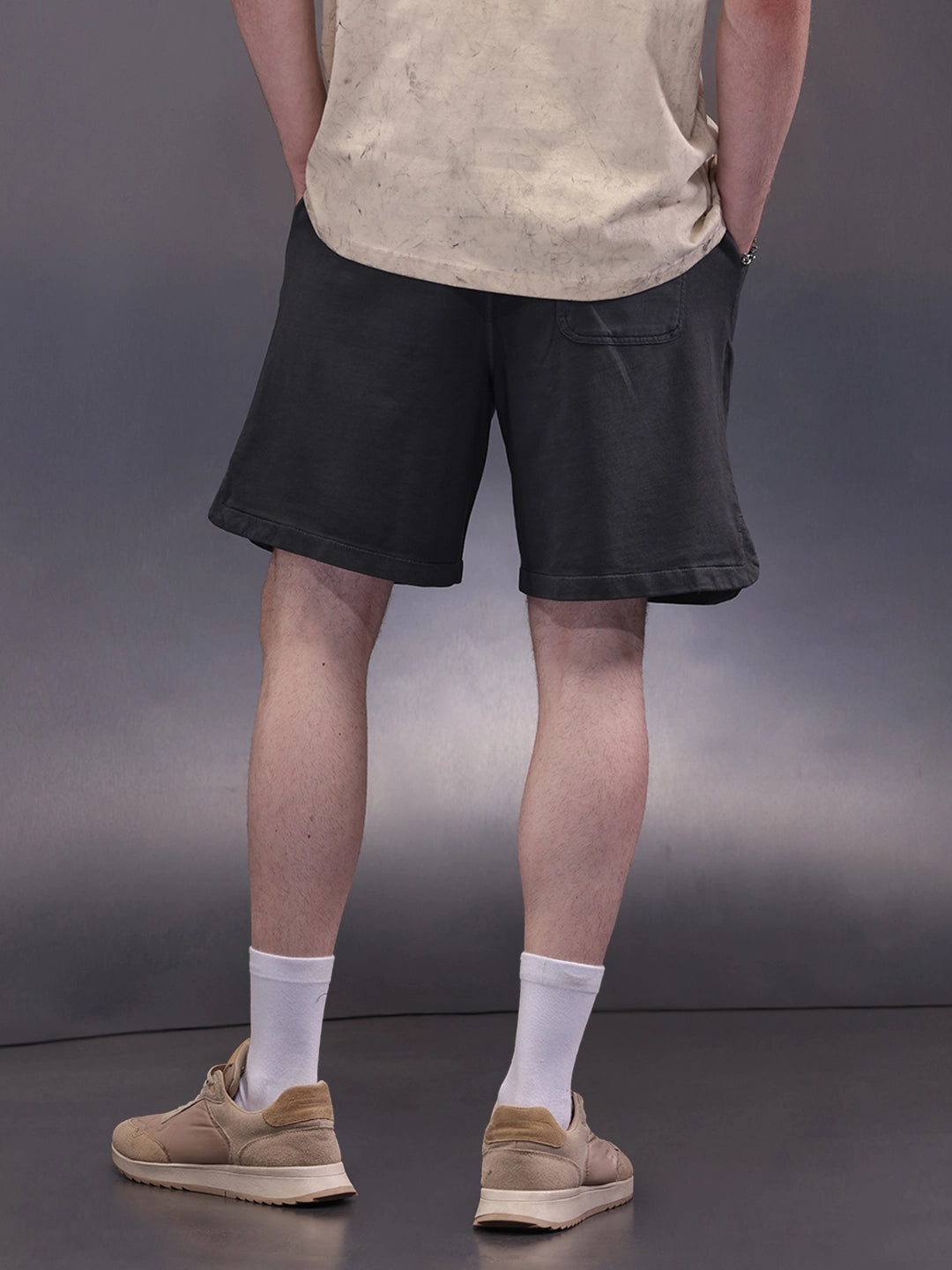 Solid Loose Fit Shorts | Dark Grey