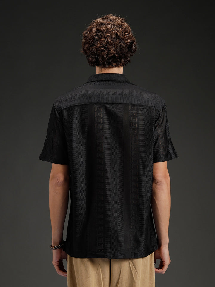 Wrogn Textured Button-Down Shirt | Black