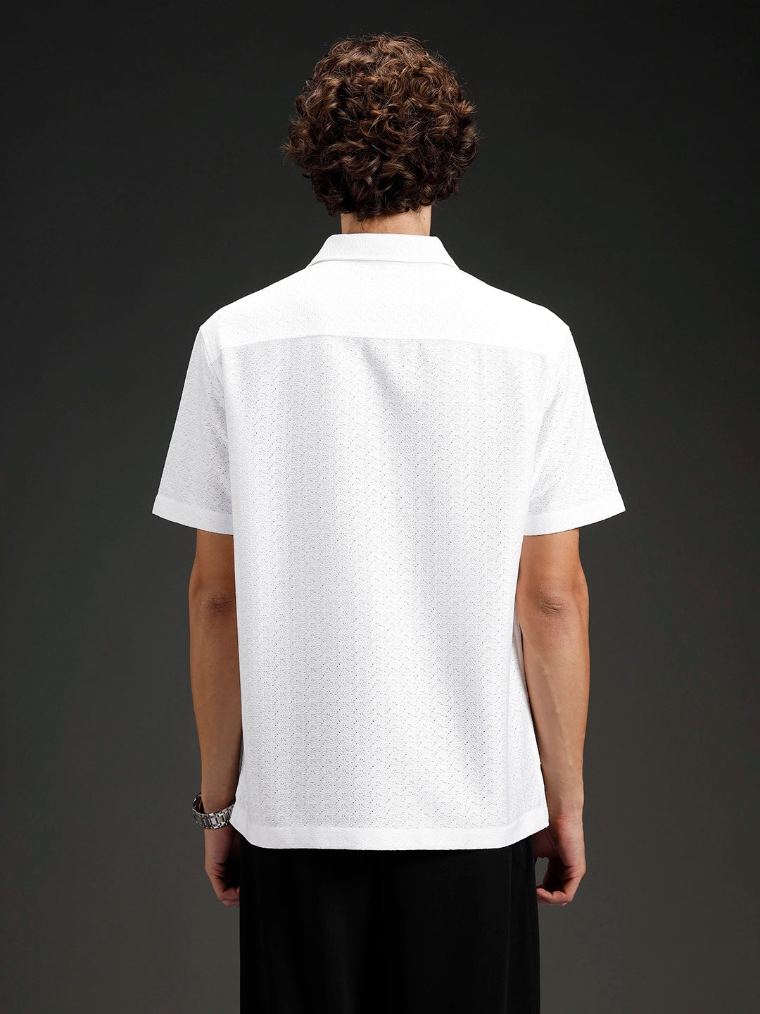 Wrogn Casual Textured Slim Fit Shirt | White