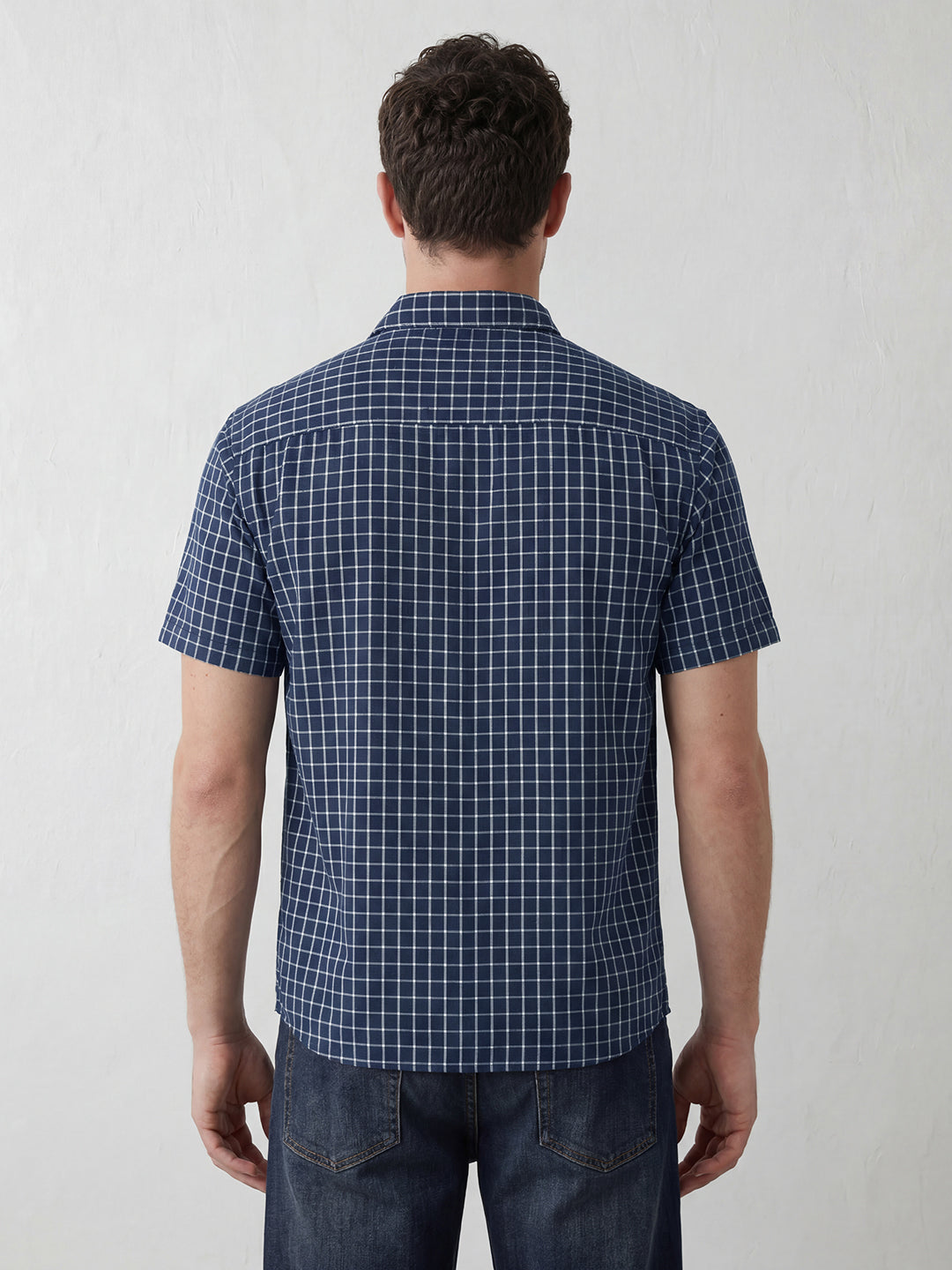 Classic Windowpane Checks Comfort Fit Shirt | Dark Blue