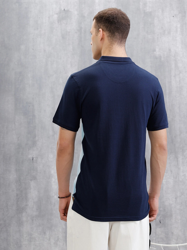 Colour Blocked Slim Fit Polo T-Shirt | Blue