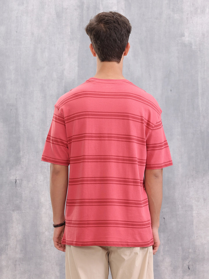 Printed All Over Striper Tee I Red