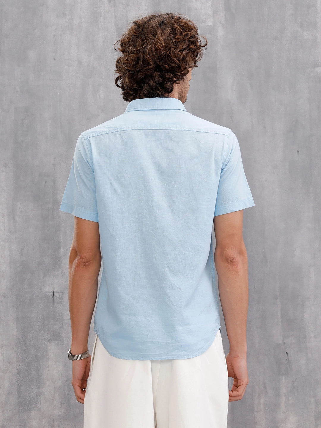 Solid 100%Cotton Regular Fit Shirt | Light Blue