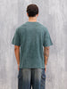 Acid Wash Oversized Fit T-shirt With Embroidery | Dark Green