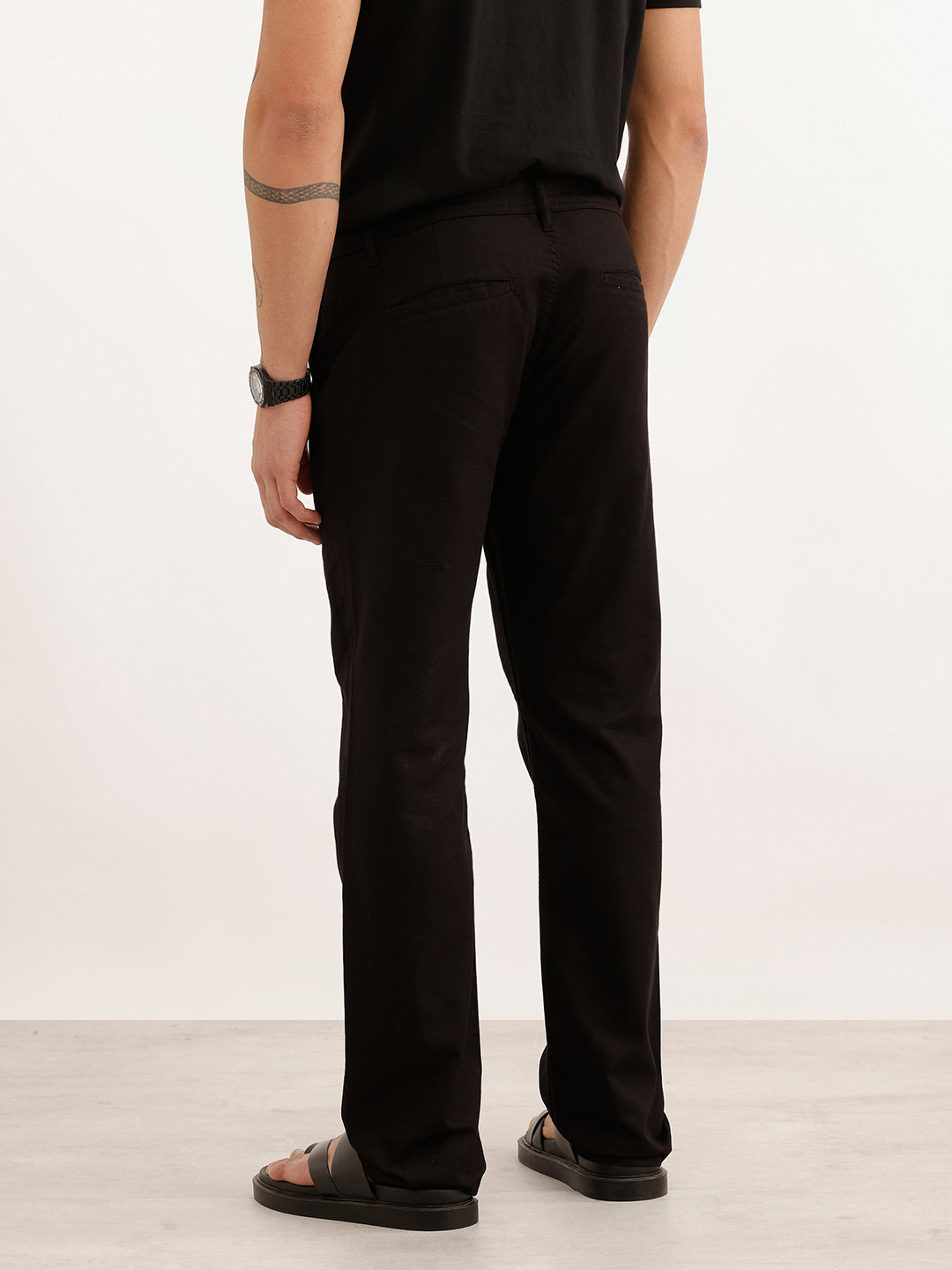 Solid Straight Fit Trouser | Black