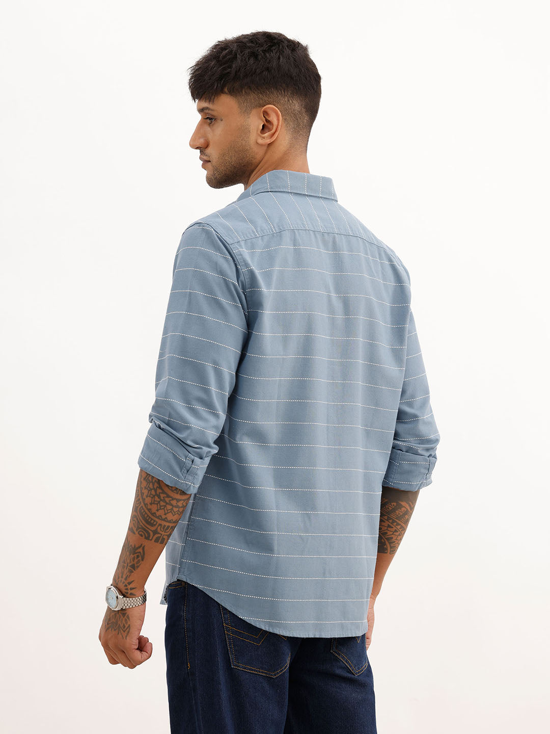 Classic Slim Fit Striped Shirt | Blue