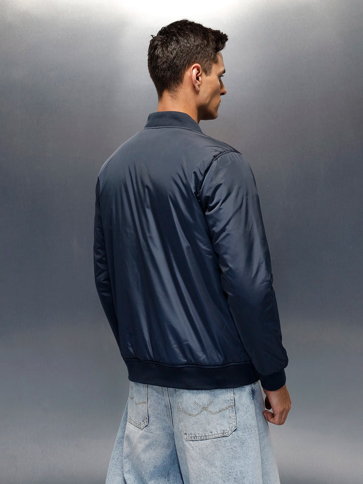 Men's causal regular fit bomber jacket | Navy Blue
