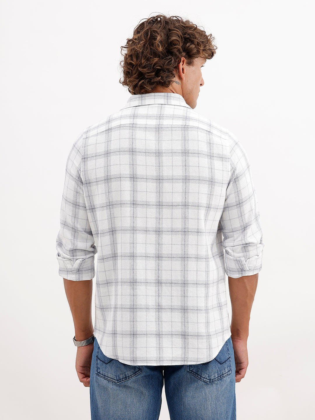 Textured Regular Fit Full Sleeve Shirt | White