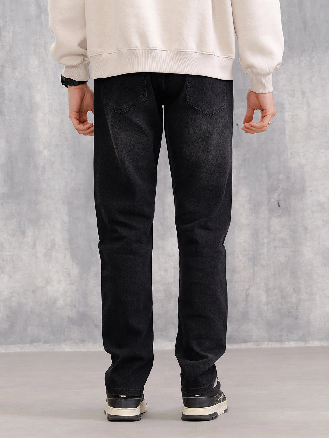 Mild Washed Relaxed Fit Jeans | Black