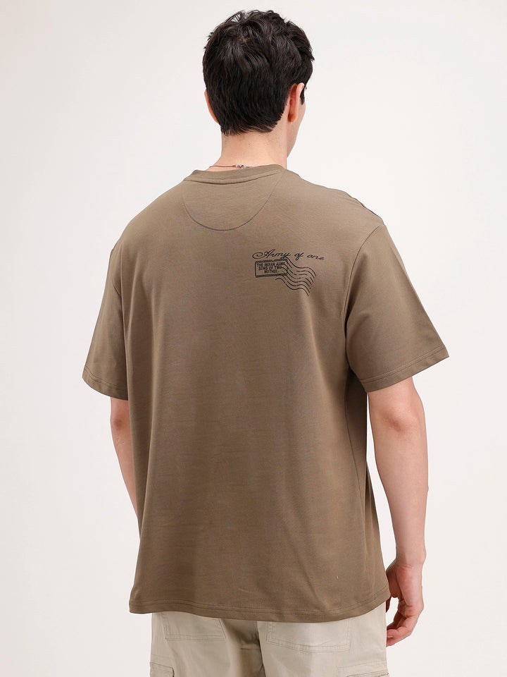 Oversized Placement Printed T-Shirt | Olive