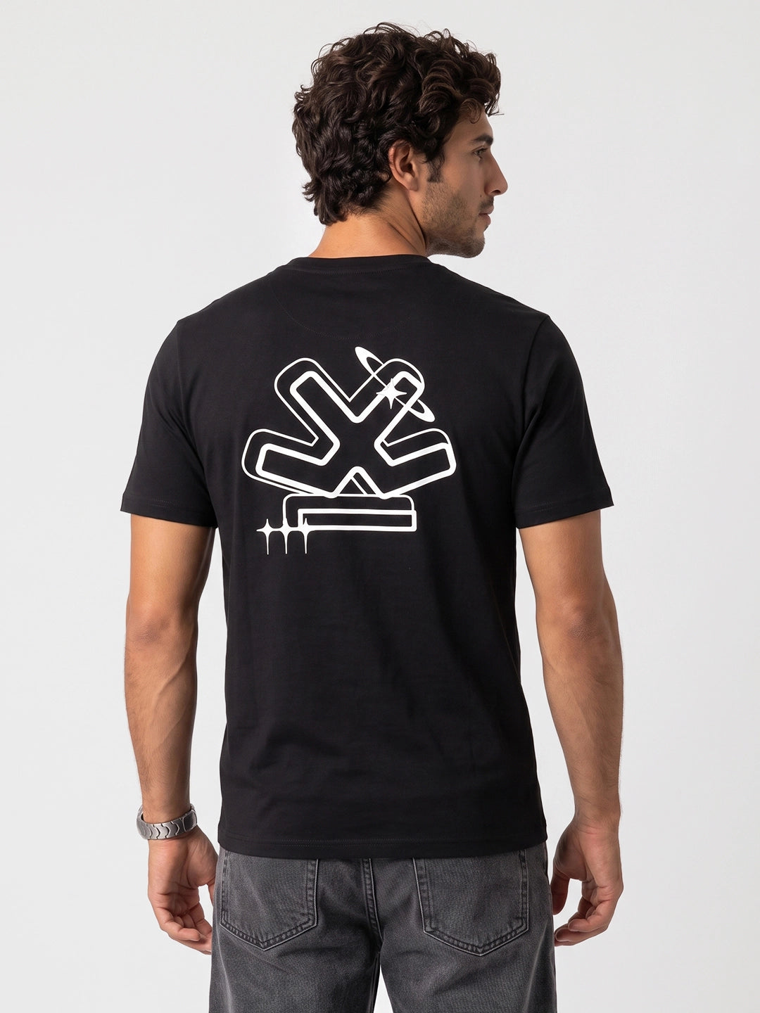 Regular Fit Placement Printed T-Shirt | Black
