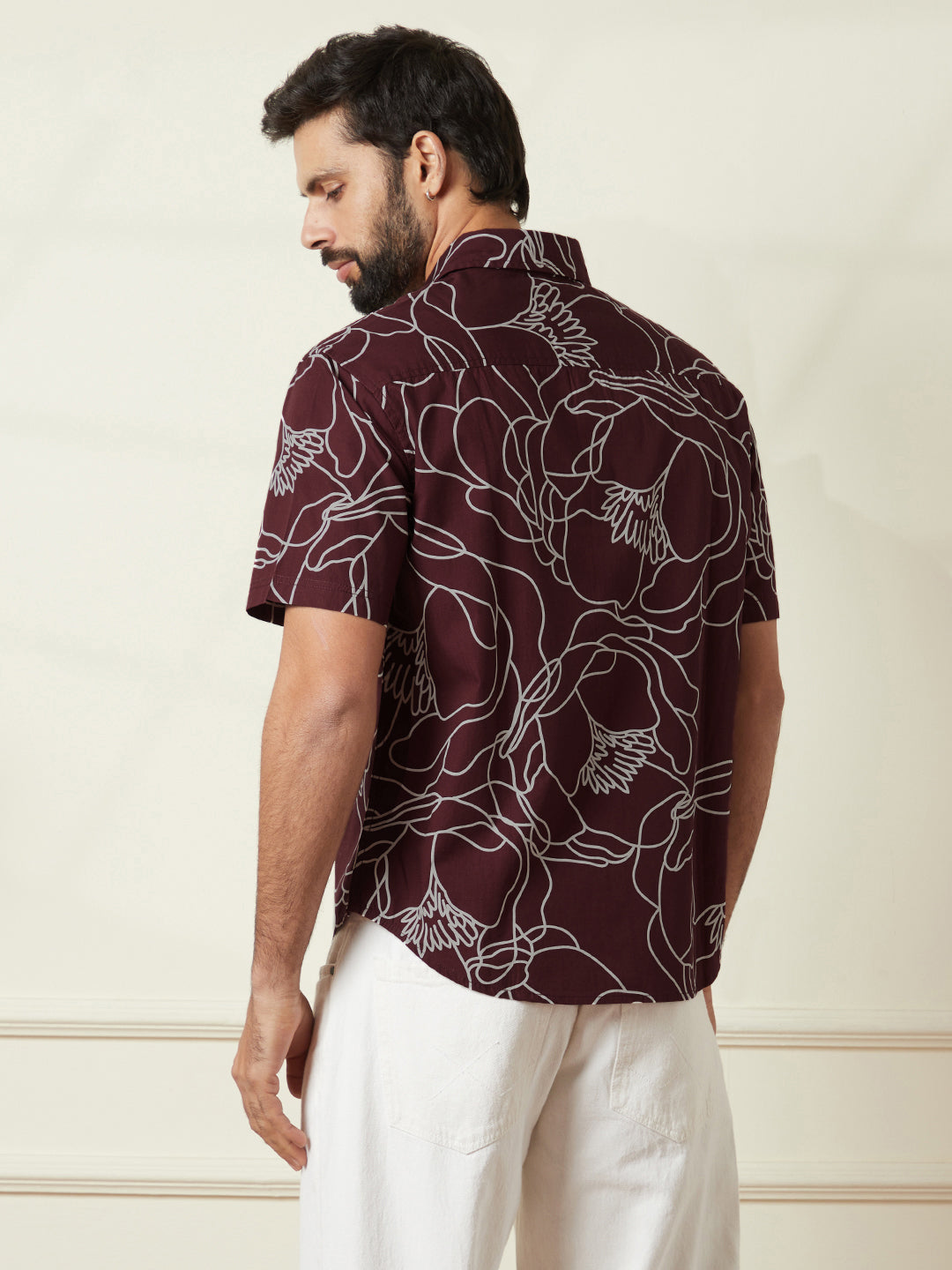 Abstract AOP Comfort Fit Shirt in Maroon