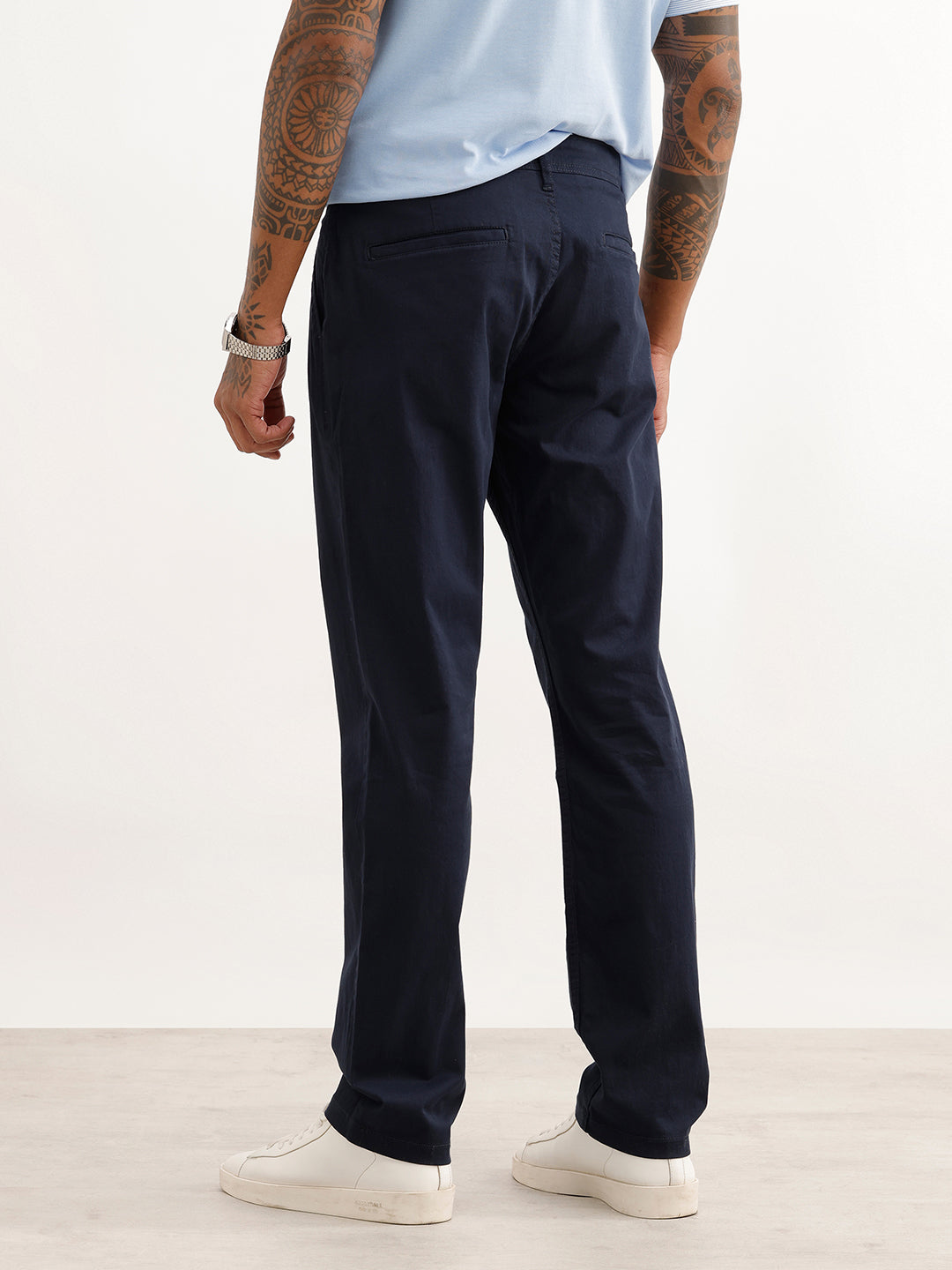Solid Straight Fit Trouser | Navy Blue