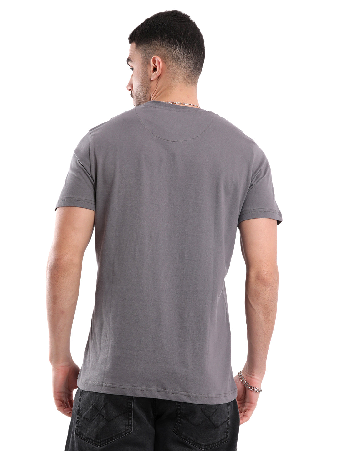 Elite Charcoal Chest Printed T-Shirt