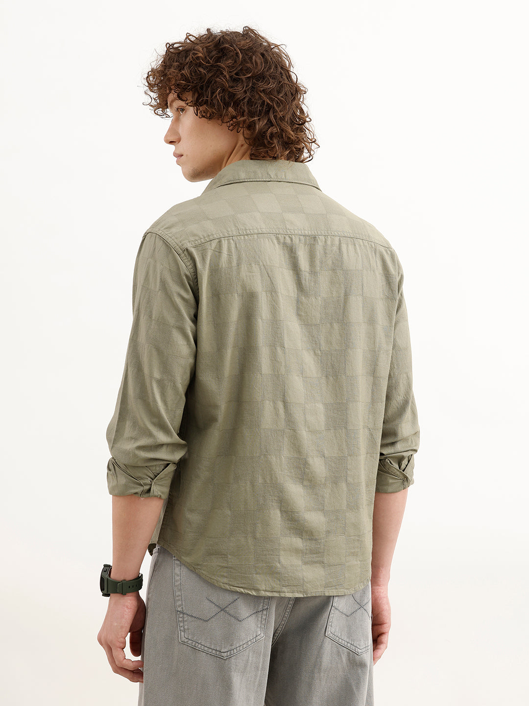 Comfort Fit Textured Shirt | Green