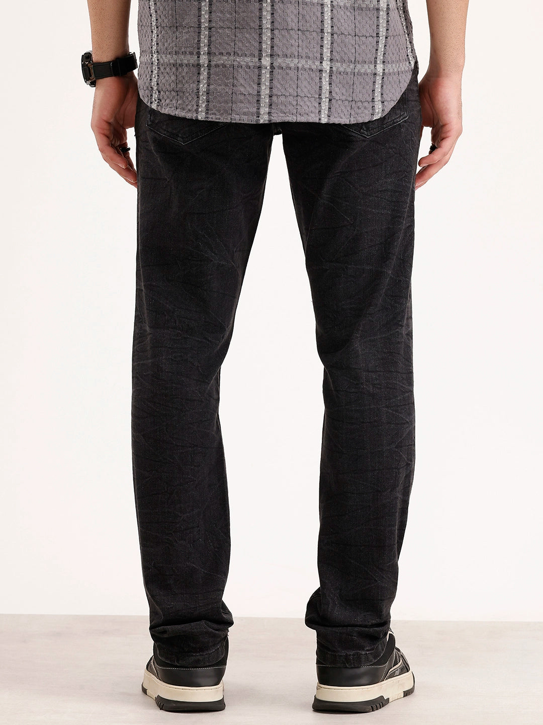 Slim Fit Washed Denim Jeans | Black