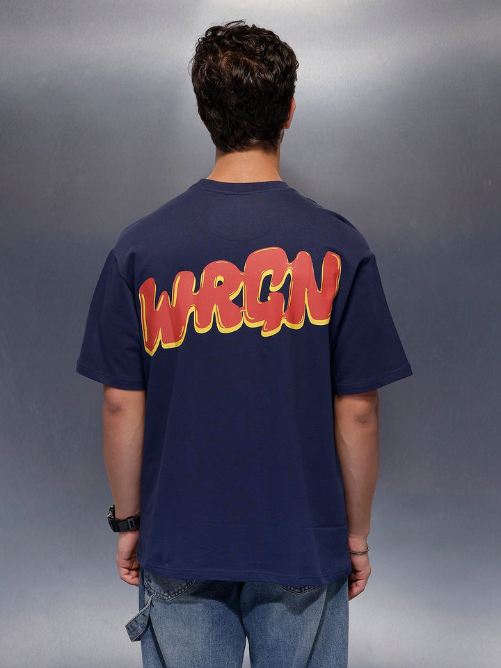 Classic Back Printed T-Shirt   |  Navy Blue
