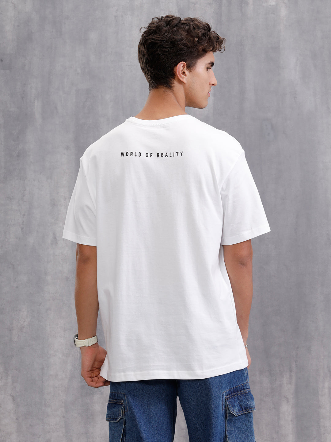 Placement Printed Oversized Fit Cotton T-Shirt | White