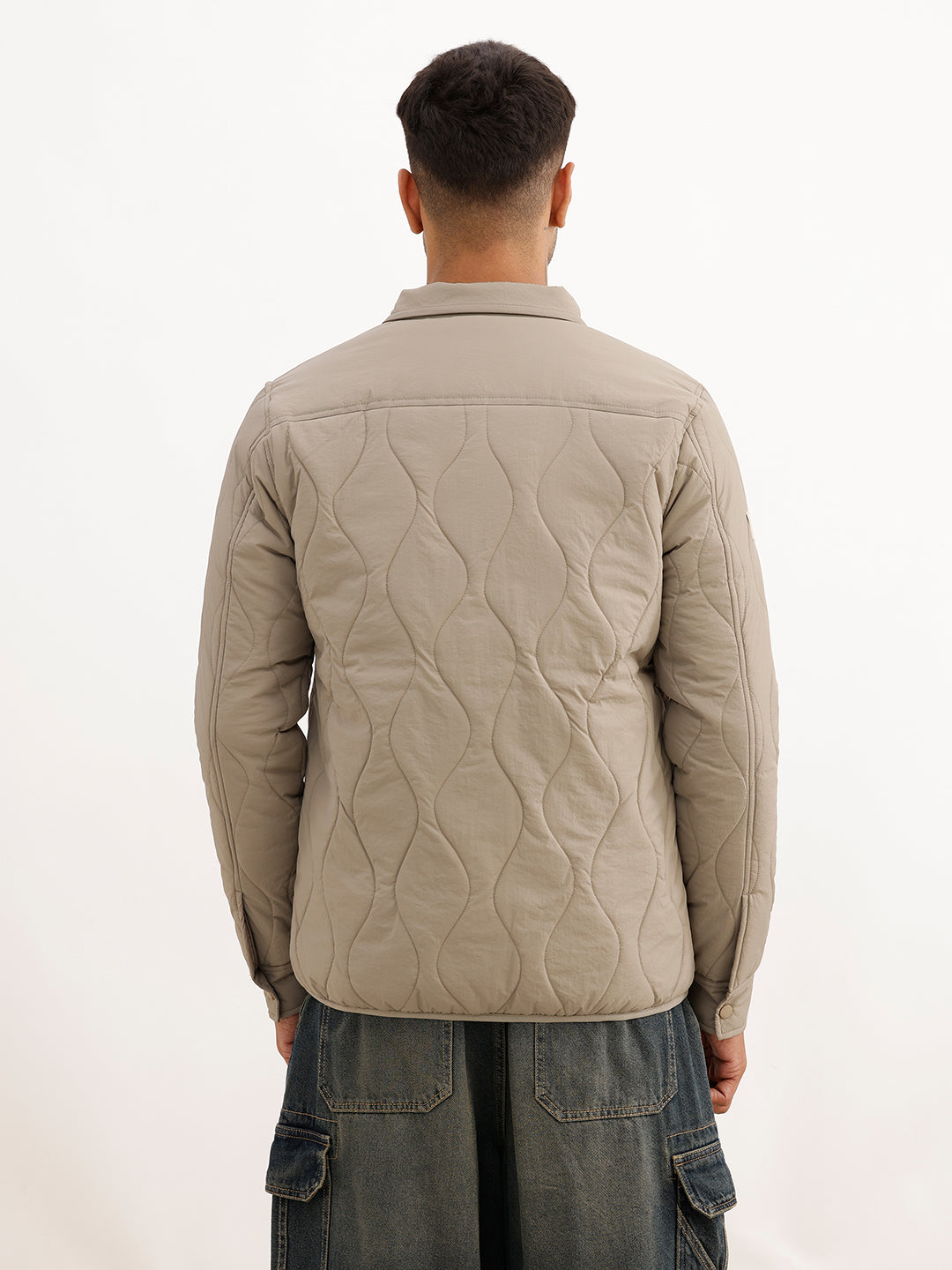 Solid Regular Fit Puffer Jacket | Grey
