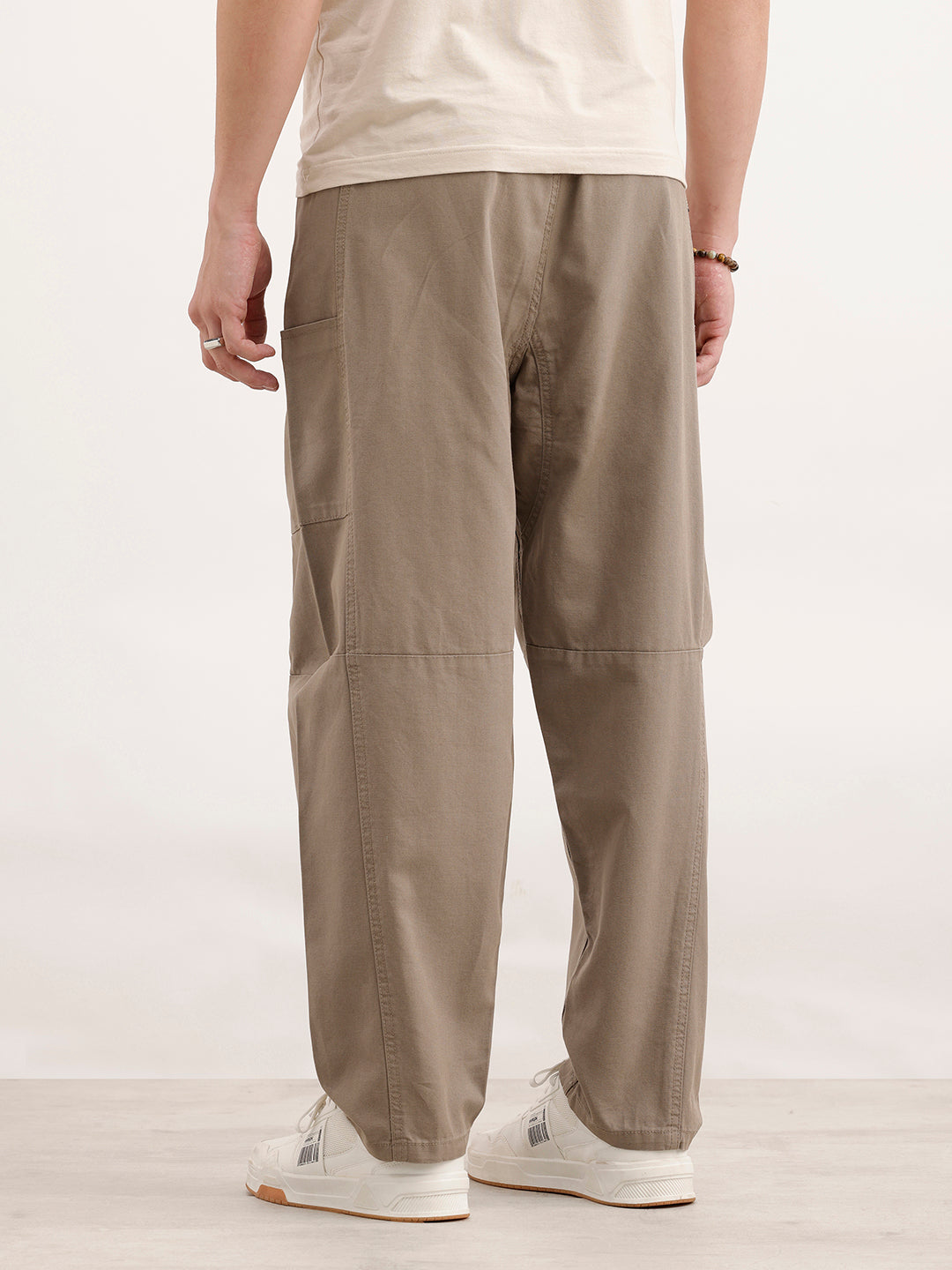 Barrel Fit Cut & Sew Trousers  | Khaki