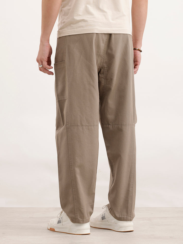 Barrel Fit Cut & Sew Trousers  | Khaki