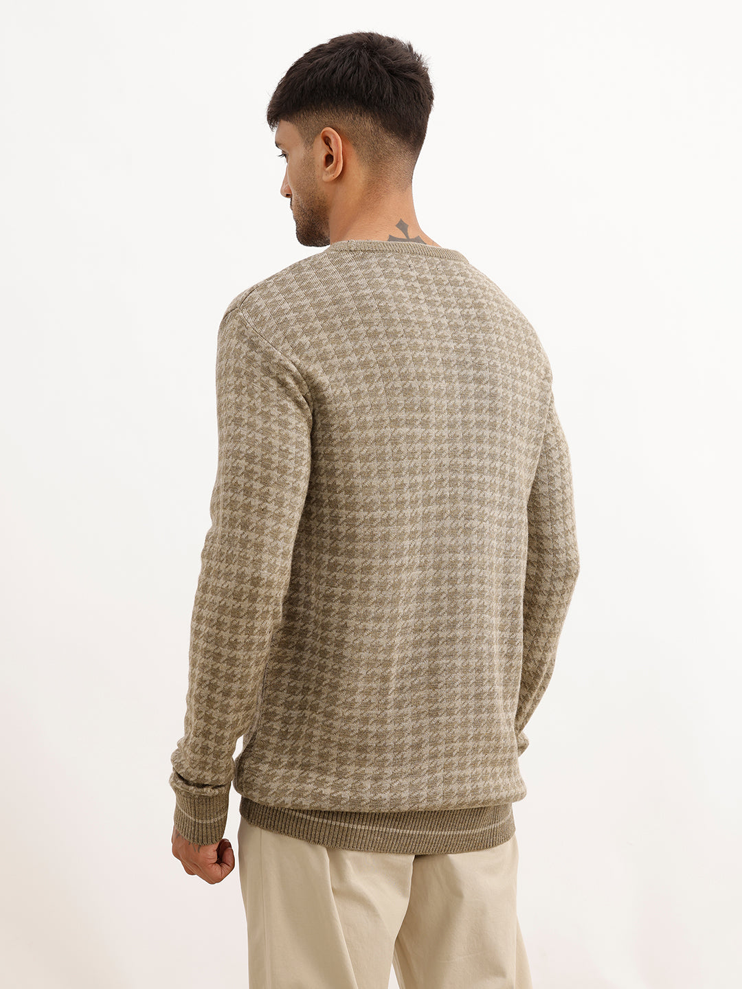 Classic Knitted Full Sleeve Sweater | Green