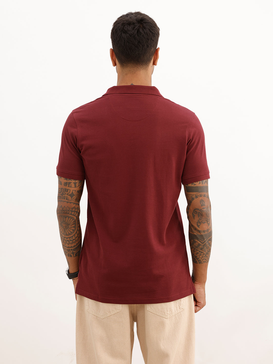 Solid HD Printed Polo T-Shirt | Maroon | WWTS307F