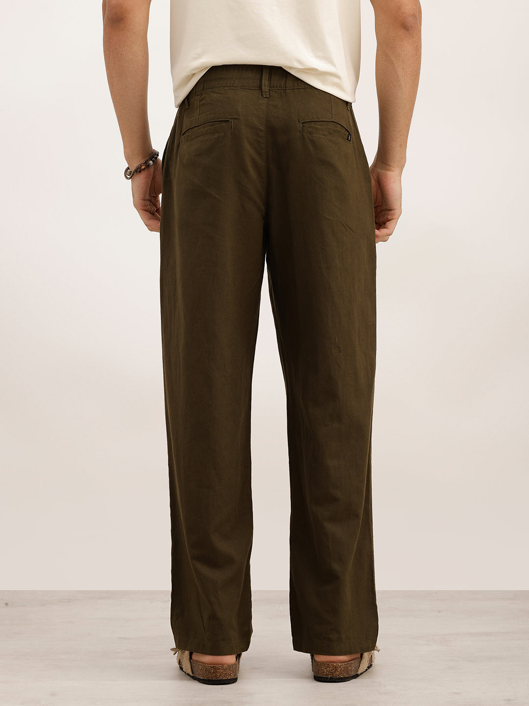 Solid Loose Fit Trouser | Olive