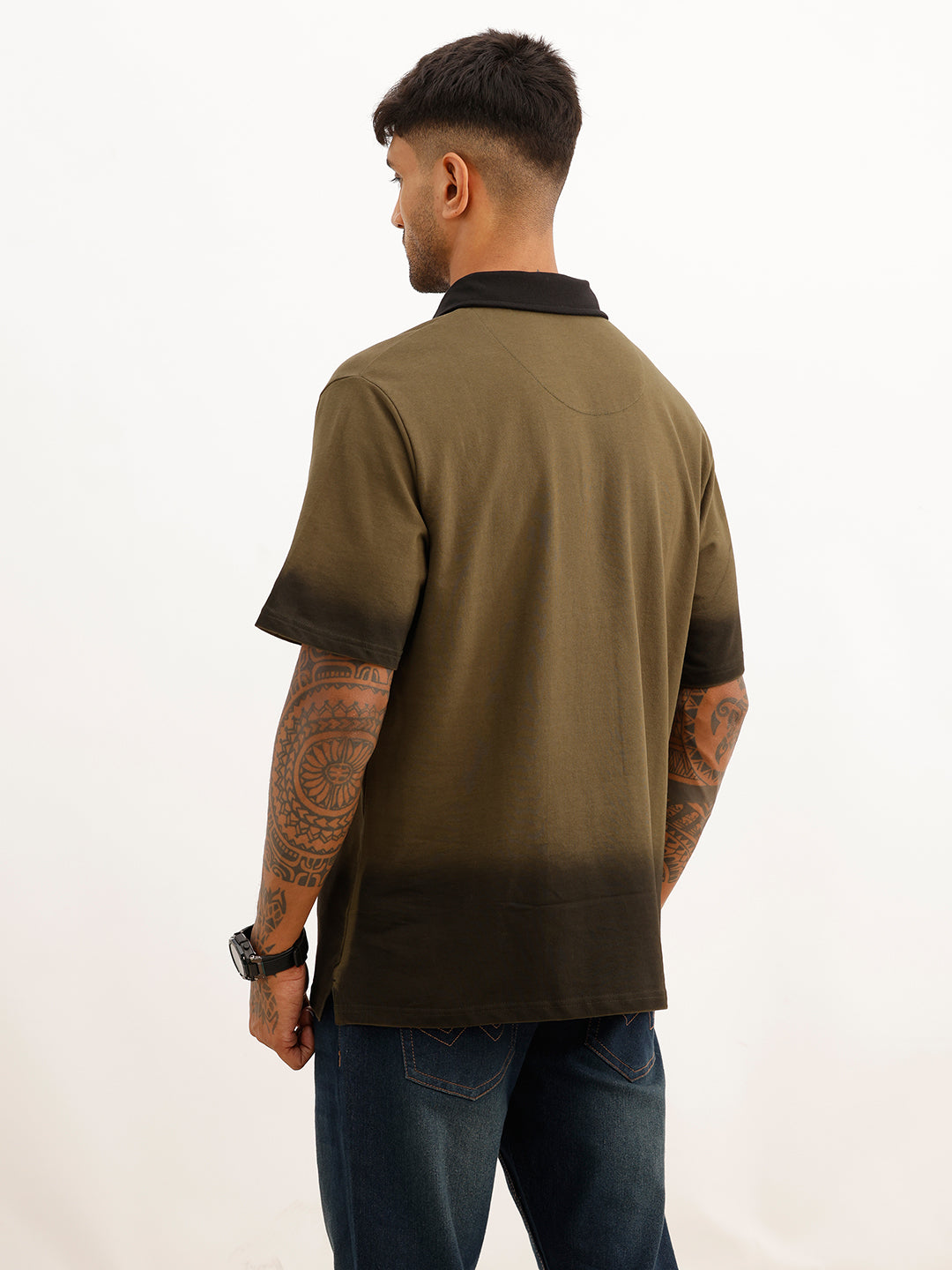 Comfort Fit Placement Printed Polo T-Shirt | Olive