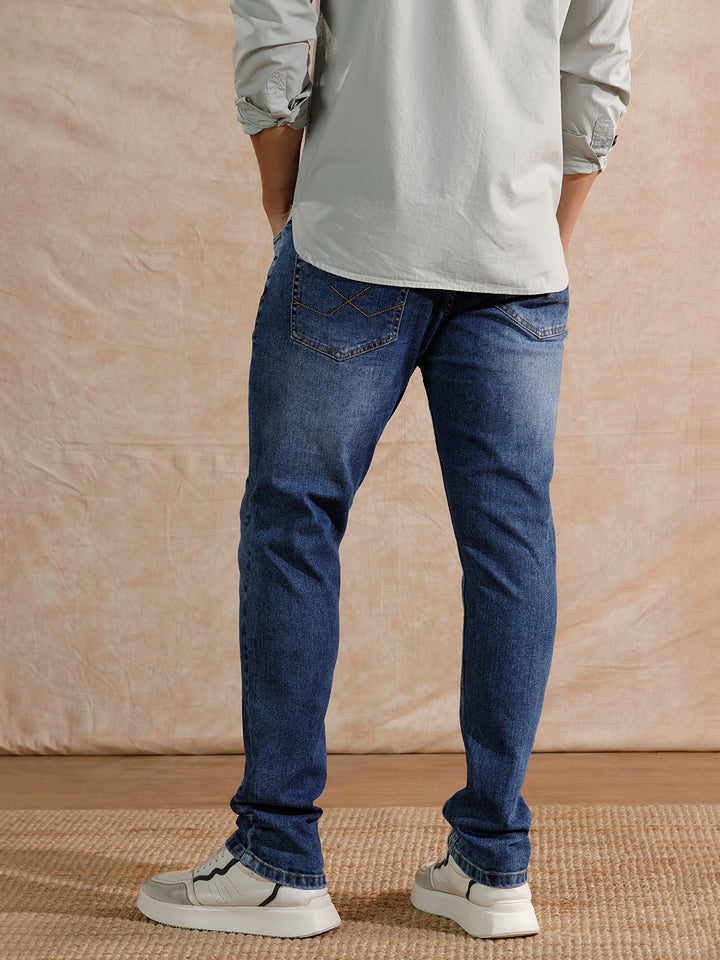 Casual Heavy Fade Slim Fit Jeans | Blue