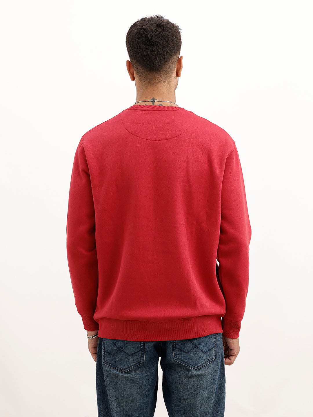 Comfort Fit Placement Printed Sweatshirt | Red