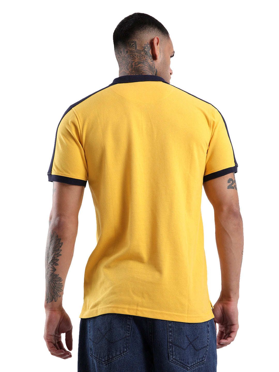 Classic Yellow Shoulder Stripe Polo T-Shirt